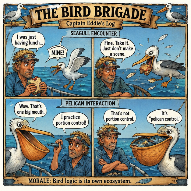 The Bird Brigade — a Captain Eddie comic strip