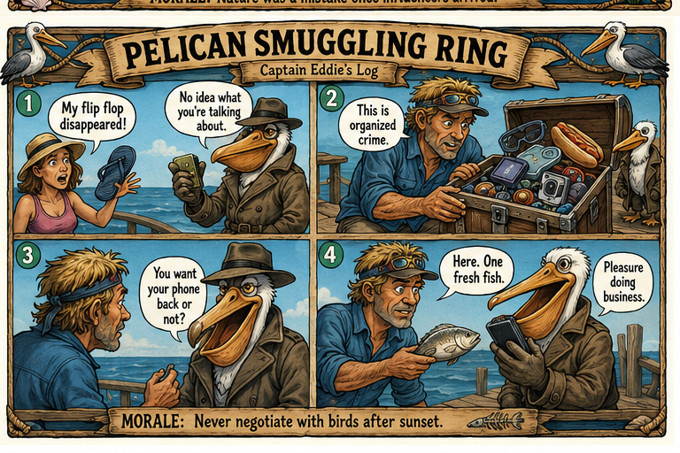 The Pelican Smuggling Ring — a Captain Eddie comic strip
